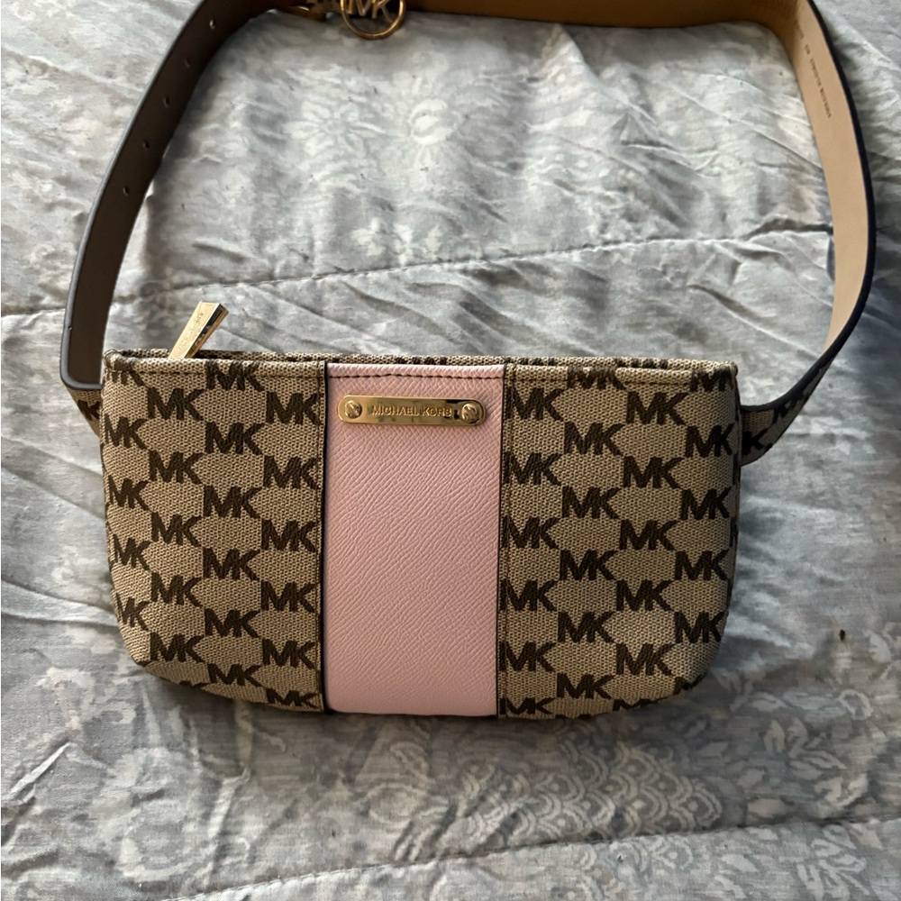 Michael Kors Brown and Pink Crossbody Bag
